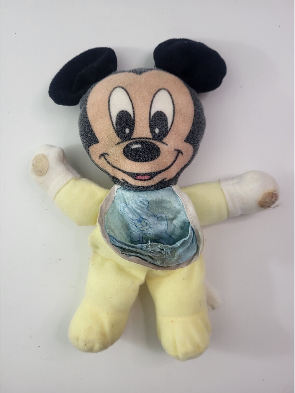 Vintage 1984 Disney Mattel Baby Mickey Mouse Plush Doll Toy Bear Bib China